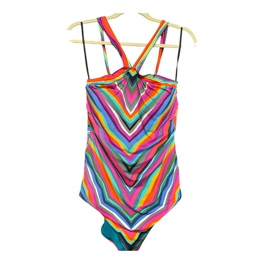 Trina Turk  One Piece Swimsuit Reversible Multicolored Size 14